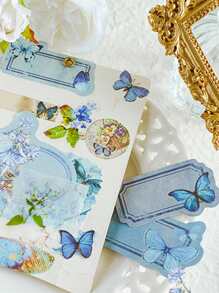 40入組蝴蝶圖案什錦貼紙用於DIY工藝裝飾複古多用途貼紙 - 彩色 - 查看 2