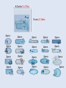 40入組蝴蝶圖案什錦貼紙用於DIY工藝裝飾複古多用途貼紙 - 彩色 - 查看 4
