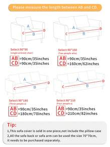 1pc Geometric Pattern Sofa Towel, Modern Polyester Sofa Cover Blanket For Home, All Season - Beige - View 8