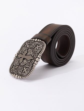 男士花卉圖案壓花皮帶