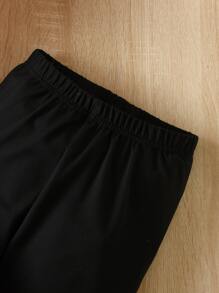 SHEIN 女孩波點圖案荷葉邊腰帶上衣和緊身褲 - 粉色 - 查看 4