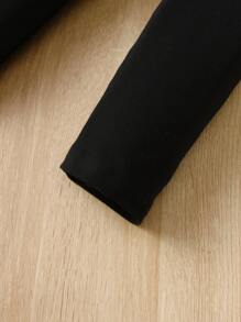 SHEIN 女孩波點圖案荷葉邊腰帶上衣和緊身褲 - 粉色 - 查看 5