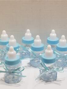 12 piezas Bote de caramelos con forma de biberón, caja de recuerdos, caja de regalo de primer cumpleaños del bebé, caja de regalo de festival, bolsas de regalo para fiestas de boda y cumpleaños, suministros para bodas y cumpleaños, decoraciones para el hogar y fiestas - Azul - Ver 5