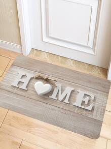 1pc Letter Graphic Anti-slip Kitchen Rug, Modern Heart & Letter Graphic Floor Mat For Living Room And Bedroom