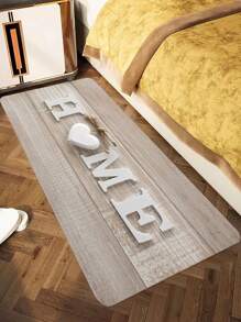 1pc Letter Graphic Anti-slip Kitchen Rug, Modern Heart & Letter Graphic Floor Mat For Living Room And Bedroom
