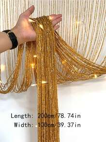 1入組素色流蘇窗簾，現代閃光細節銀色派對流蘇窗簾適合派對、假日 - 銀色 - 查看 7