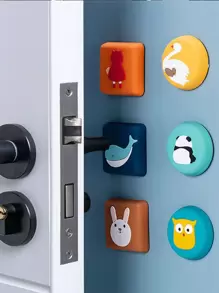 1pc PVC Door Back Pad, Cute Random Color Animal Pattern Door Anti Collision Pad For Home - Multicolor - View 1