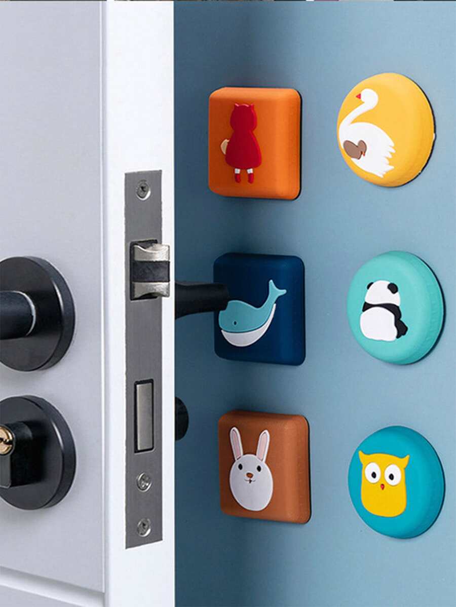 1pc PVC Door Back Pad, Cute Random Color Animal Pattern Door Anti Collision Pad For Home - Multicolor - View 1