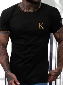 Manfinity Homme Áo thun & Áo lót Nam Lá thư Giải trí - màu đen - Xem 1