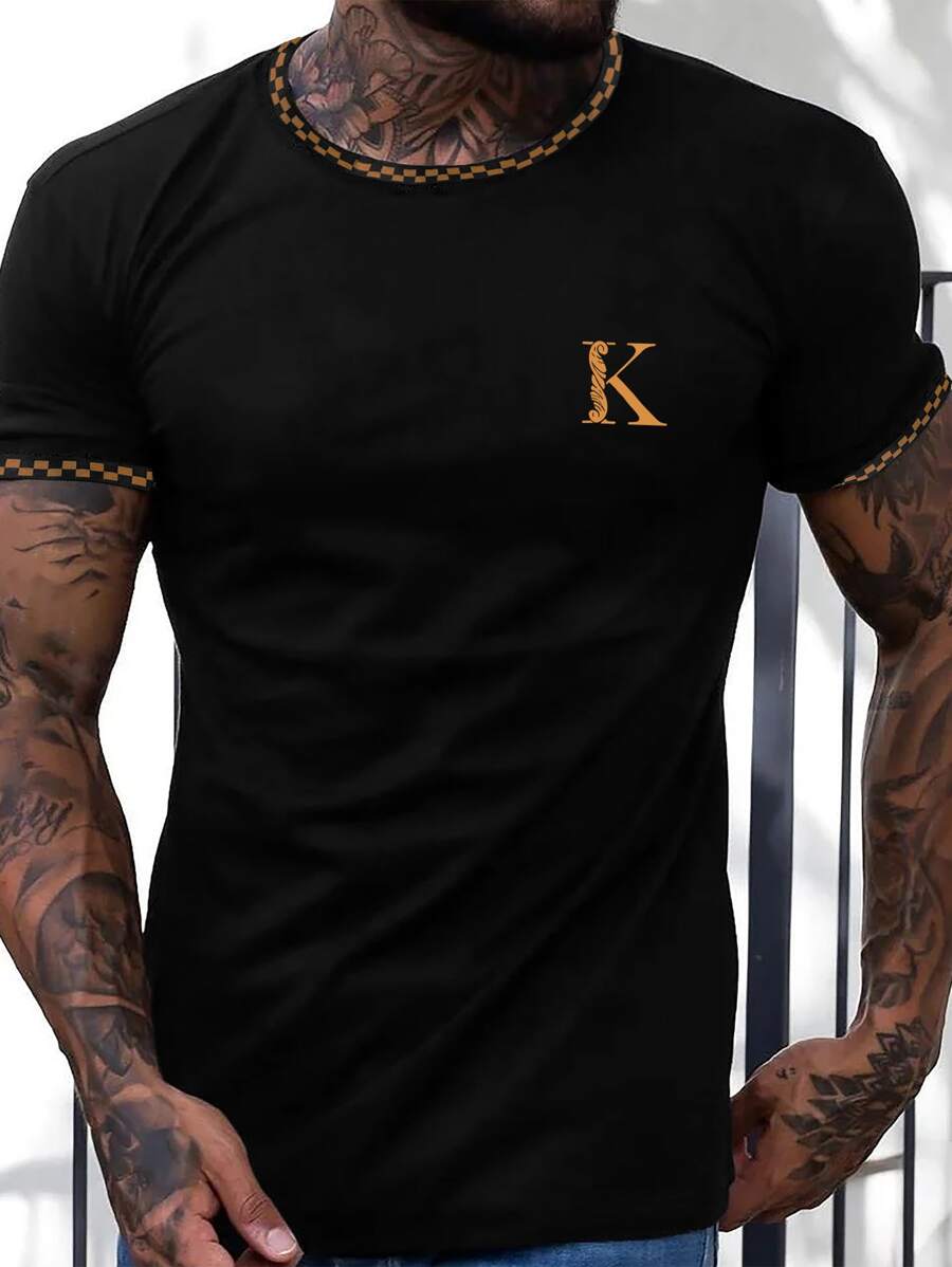 Manfinity Homme Áo thun & Áo lót Nam Lá thư Giải trí - màu đen - Xem 1