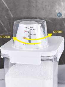 1500/2000/2800ml Large Capacity Laundry Soap Dispenser Seal Detergent Softener Powder Storage Bin With Measuring Cup And Spout Clear Storage Box - Clear - View 4