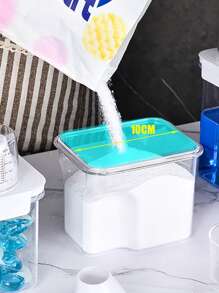 1500/2000/2800ml Large Capacity Laundry Soap Dispenser Seal Detergent Softener Powder Storage Bin With Measuring Cup And Spout Clear Storage Box - Clear - View 5