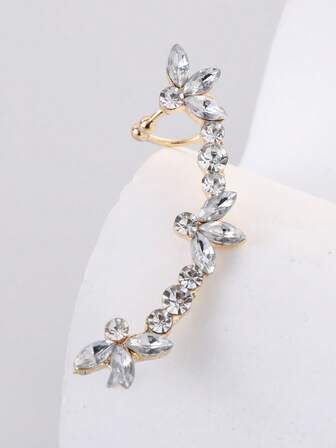 1入組水鑽蝴蝶裝飾耳環