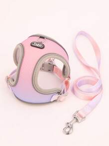 Supet 1入組漸層寵物背帶和1入組寵物牽引繩 - 淡紫色 - 查看 2