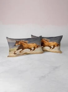3 Cái/bộ Bộ Vỏ Chăn Ga Gối Họa Tiết Ngựa (1 Vỏ Chăn & 2 Vỏ Gối), Bộ Chăn Ga Gối Vải Hiện Đại Cho Gia Đình - Nhiều màu - Xem 2