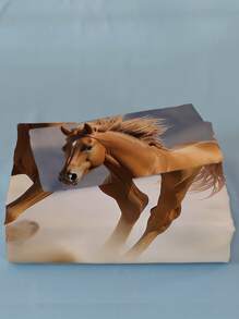 3 Cái/bộ Bộ Vỏ Chăn Ga Gối Họa Tiết Ngựa (1 Vỏ Chăn & 2 Vỏ Gối), Bộ Chăn Ga Gối Vải Hiện Đại Cho Gia Đình - Nhiều màu - Xem 5