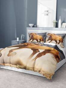 3 Cái/bộ Bộ Vỏ Chăn Ga Gối Họa Tiết Ngựa (1 Vỏ Chăn & 2 Vỏ Gối), Bộ Chăn Ga Gối Vải Hiện Đại Cho Gia Đình - Nhiều màu - Xem 6