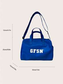 Túi du lịch họa tiết chữ cái bằng nylon có quai xách đôi, cặp đi học khi đi du lịch, đại học, trường học - Màu xanh lam - Xem 7