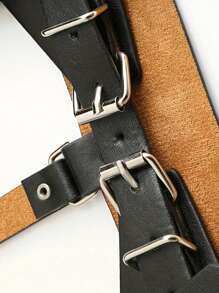 1pc Punk Women Minimalist Casual Harness Belt, For Decoration - Black - View 5