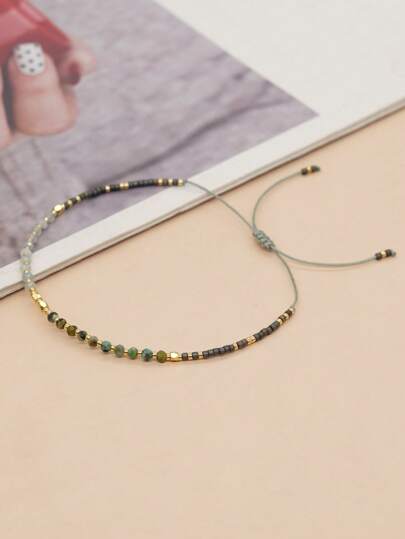 1pc Random Color Natural Stone Women's Fashionable Adjustable Bracelet