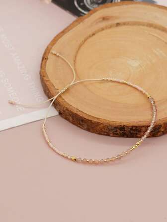 1pc Women's Fashionable & Versatile Adjustable Bracelet With Random Color Natural Stones