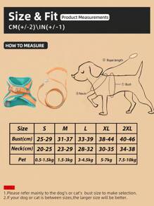 1pc Reflective Pet Harness & 1pc Leash For Cat And Dog For Outdoor - Green - View 3