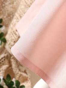 SHEIN Baby Puff Sleeve Shirred Bow Front Dress - Baby Pink - View 4