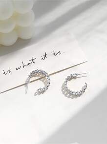 Twist Design Cuff Hoop Bông tai - Bạc - Xem 3