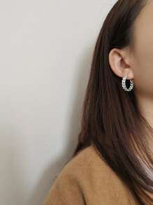 Twist Design Cuff Hoop Bông tai - Bạc - Xem 5