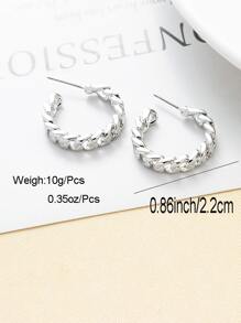 Twist Design Cuff Hoop Bông tai - Bạc - Xem 6