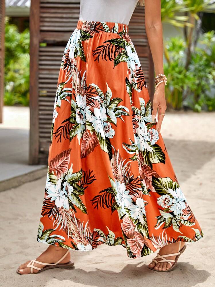 Jupe Elle Sasson - Imprimé Tropical Perles Feuilles - Taille 36/2 - Occasion Très Bon état
