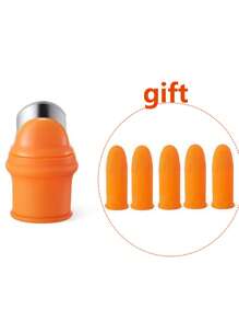 1 chiếc dao ngón tay cái màu cam dùng để hái rau củ quả, đi kèm 5 ống bọc ngón tay, thân thiện với móng tay để hái hoa, gọt vỏ - trái cam - Xem 3