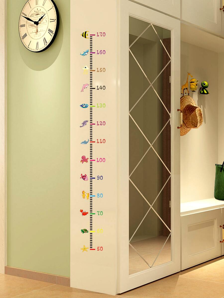 1pc PVC Growth Chart Decal, Cute Marine Life Pattern Height Chart Wall ...