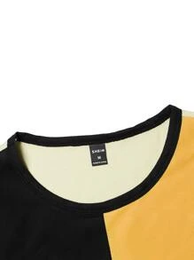 Manfinity Homme 男士撞色T恤和腰部抽繩長褲 - 卡其色 - 查看 4