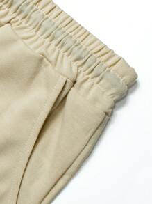 Manfinity Homme 男士撞色T恤和腰部抽繩長褲 - 卡其色 - 查看 5