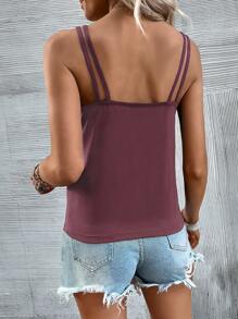 SHEIN LUNE Áo khoác và áo lót dành cho xe tăng nữ Cắt ra màu trơn Giải trí - Gỗ đỏ - Xem 2