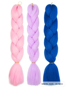 件裝大號編織頭髮 24 英寸適合婦女和兒童日常假期和角色扮演編織服裝粉色紫色藍色多色時尚合成頭髮鉤針接髮有用而靈活的高溫頭髮 - 彩色 - 查看 2