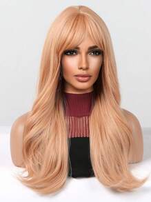 長款卷人造假髮帶劉海 - 金色 - 查看 7