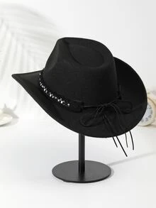 1入組女式領結牛仔軟呢帽用於裝飾