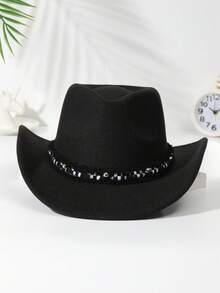 1入組女式領結牛仔軟呢帽用於裝飾