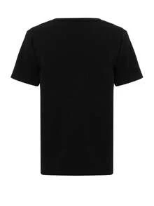 Cottnline Heart Embroidery V Neck Tee - màu đen - Xem 6