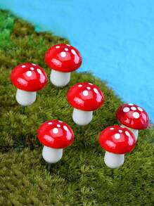 10pcs Mushroom Design Garden Decoration Craft - Red - View 1