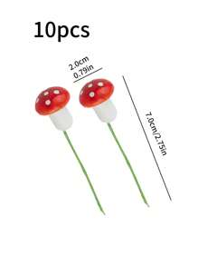 10pcs Mushroom Design Garden Decoration Craft - Red - View 3