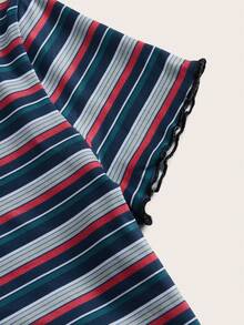ROMWE Grunge Punk Striped Star Print Crop Tee - Multicolor - View 3