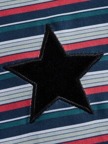 ROMWE Grunge Punk Striped Star Print Crop Tee - Multicolor - View 4