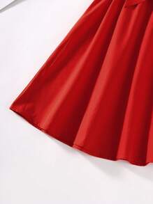 SHEIN Teen Girls Solid Belted Dress - Burgundy - View 5