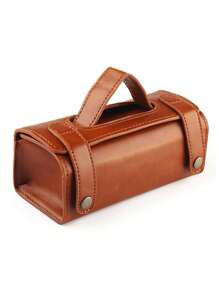 Bolsa de aseo de viaje de PU para hombres, 1 pieza Estuche organizador de lavado para afeitado de color marrón oscuro para proteger el afeitadora, regalo de contenedor de afeitado