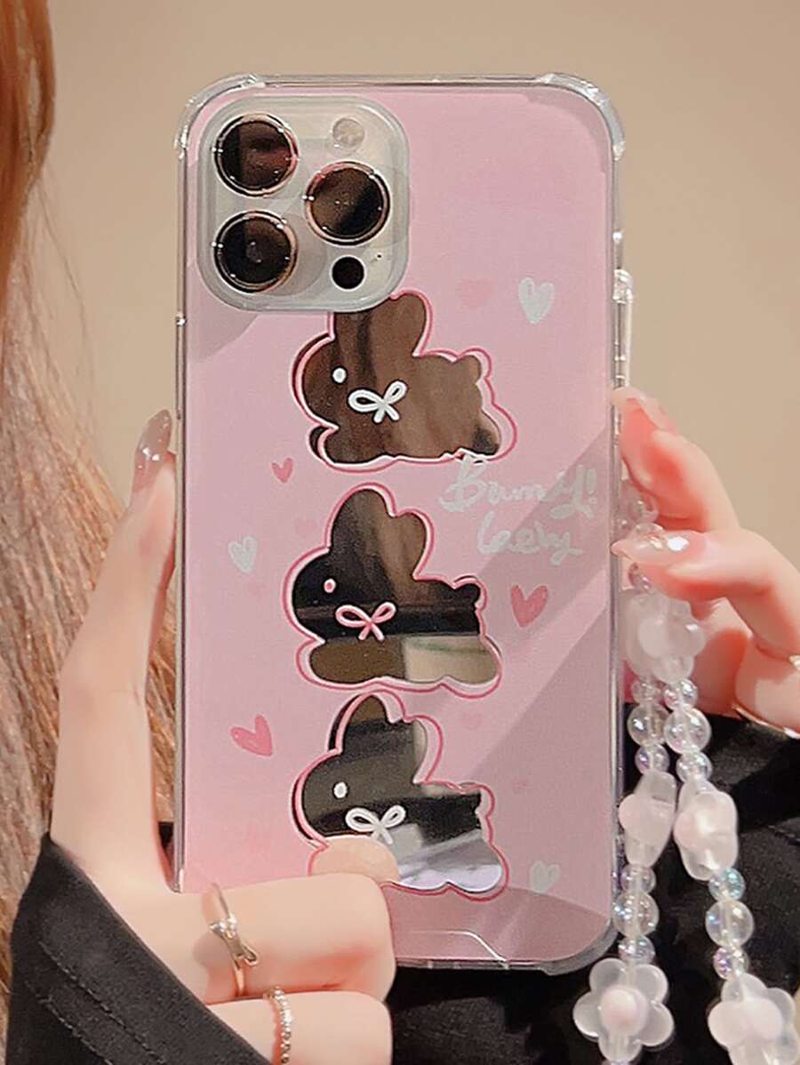 Funda para móvil con dibujos animados con patrón de conejo con acollador - Multicolor - Ver 1