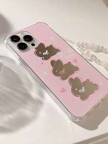 Funda para móvil con dibujos animados con patrón de conejo con acollador - Multicolor - Ver 2