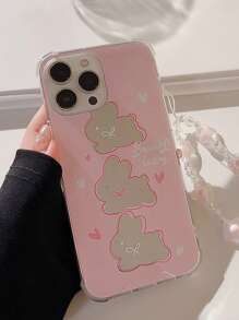 Funda para móvil con dibujos animados con patrón de conejo con acollador - Multicolor - Ver 3
